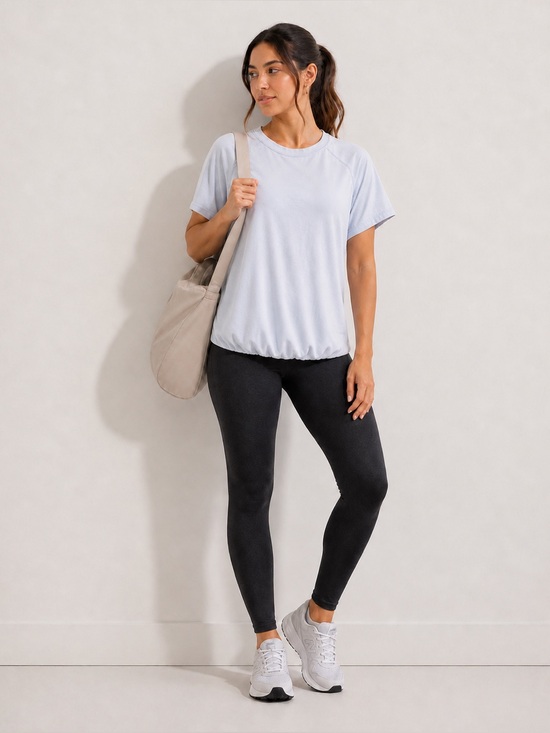 Mono B Tops - Mono B Light Gray Crewneck Top with Unique Bubble Pima Cotton